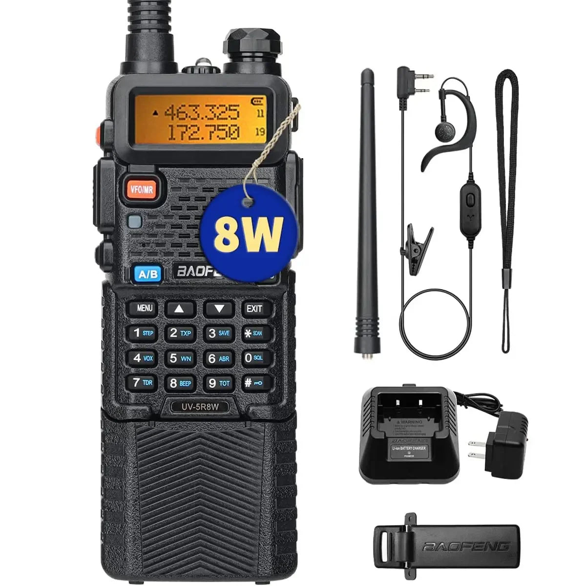 Baofeng UV-5R 8W 3800 Walkie Talkie Tri-Power Dual Band VHF UHF Portable Long Range High Power Handheld CB Ham Two Way Radio