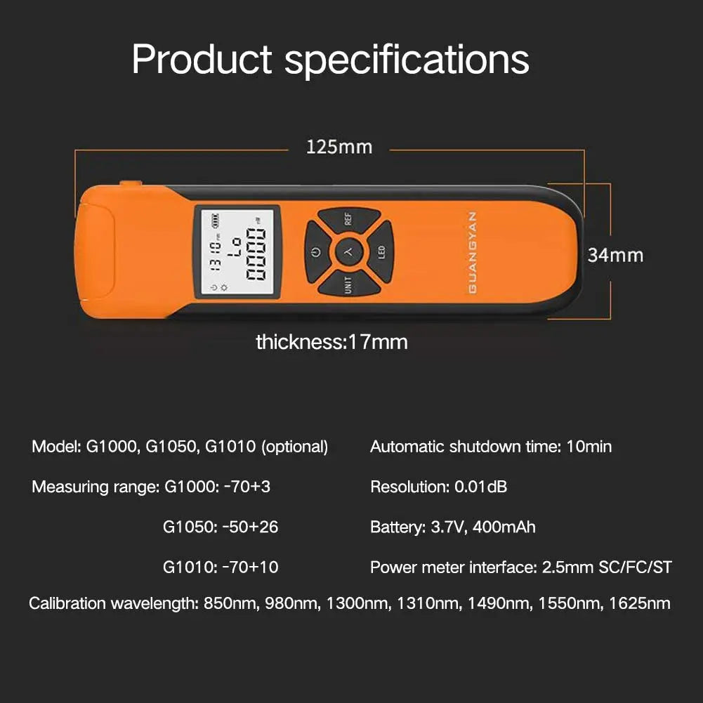G10 Fiber Optic Power Meter Optical Tester Tool Network Cable Test OPM LED Lighting VFL USB Charging