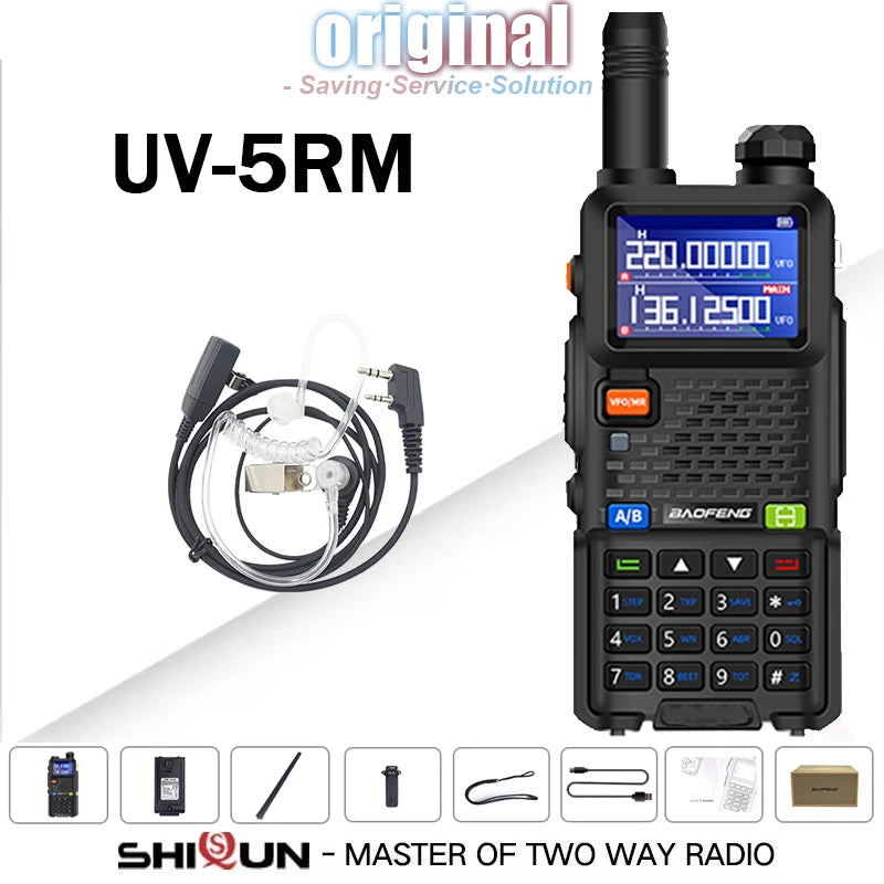 UV-5RM Baofeng Walkie Talkie 3800mAh Battery USB-C Charger 14.5W UHF VHF Wirless Copy Frequency 999CH FM Ham Radio Update UV-5RH
