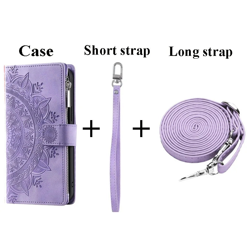 For Poco X8 Pro Max X7 F6 X6 X5 X3 NFC 5G Zipper Wallet Case Crossbody Book Shell Xiaomi Poco M8 M7 Pro M6 F5 C75 X 8 Flip Cover