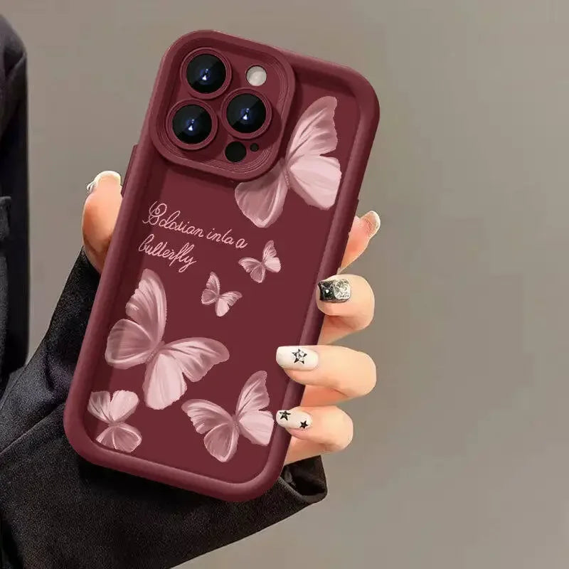 INS Vintage Butterfly Case for OPPO Reno 10 5G 6 8 10 11 12 Pro 11F 12F 5G Reno 7 4G 4 5 6 Lite A38 A78 A98 A57 A77 Matte Cover