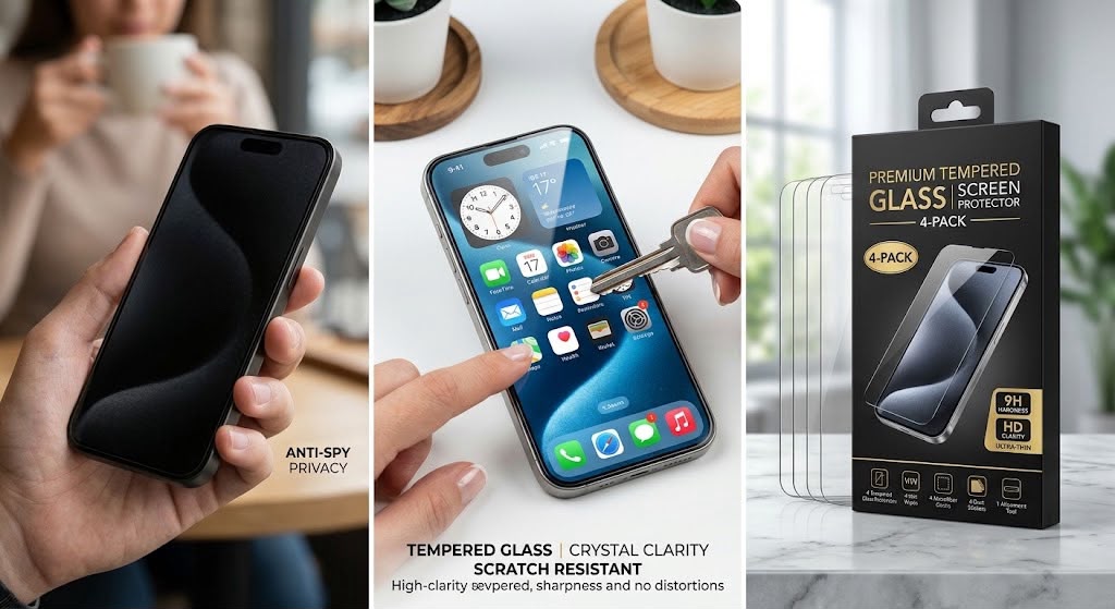 4PCS Privacy Screen Protector For iPhone 14 Pro Max 16 Pro Anti-Spy Glass For iPhone 13 15 12 11 Pro Max 13 Mini Tempered Glass