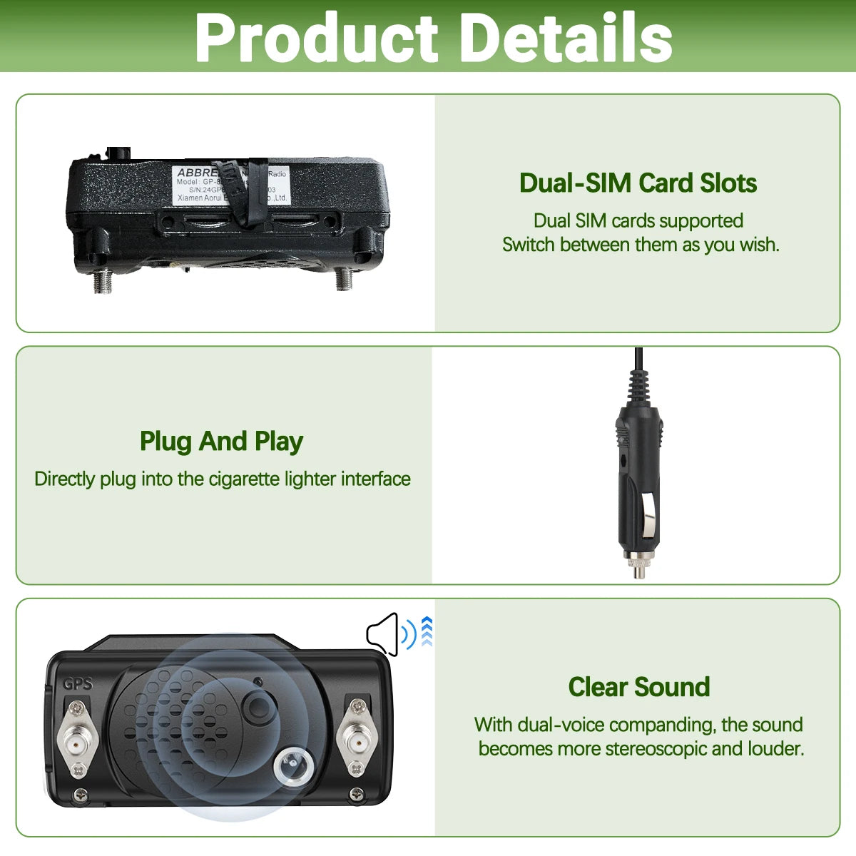 ABBREE GP-8900 Plus Mini POC Network Car Radio Zello GPS Long Distance 4G Android WiFi Dual SIM For Vehicle Fleet Search&Rescue