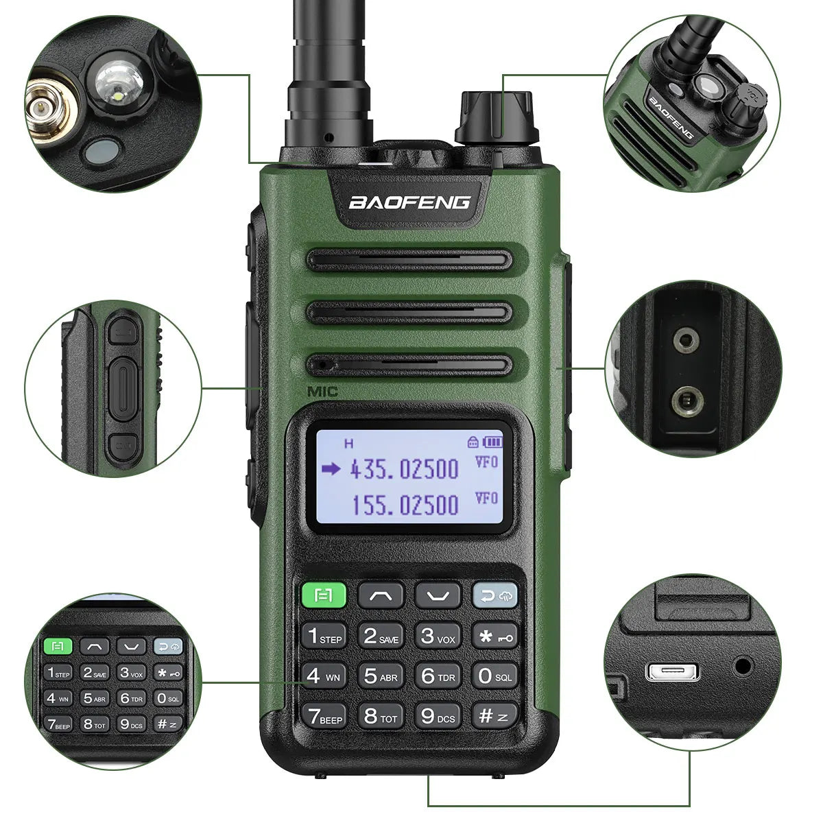 BaoFeng M-13 PRO V1 V2 High Power Multi Band Walkie Talkie Type C Charger Long Range Upgraded UV-13 PRO V1 V2 Ham Two Way Radio
