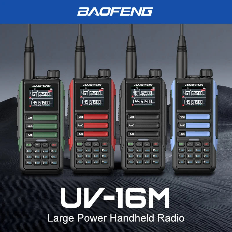 Upgrade Baofeng UV16M V2 Walkie Talkie AM FM Two Way Radio Full Band LCD 999CH Frequency Copy VHF UHF NOAA Noise Reduce Type-C