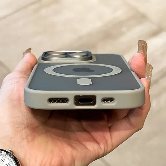Matte Armor Magnetic For Magsafe Metal Lens Cap Case For iPhone 15 14 13 12 16 Pro Plus Max Wireless Charging Translucent Cover