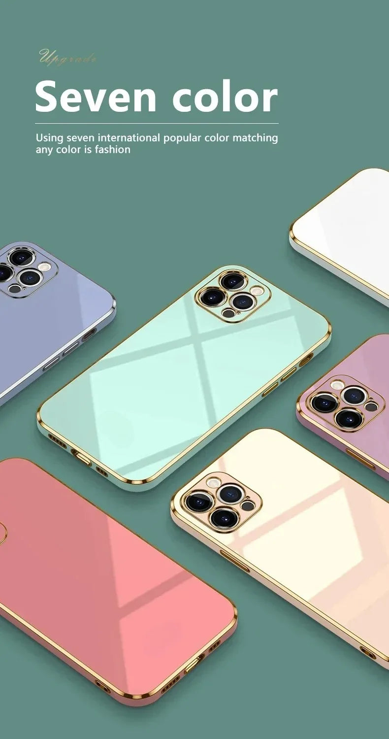 Luxury Solid Color Silicone Soft Case For iPhone 17 Air 16 15 Plus 14 12 13 Pro Max Plus Plating Glossy Shockproof Protect Cover