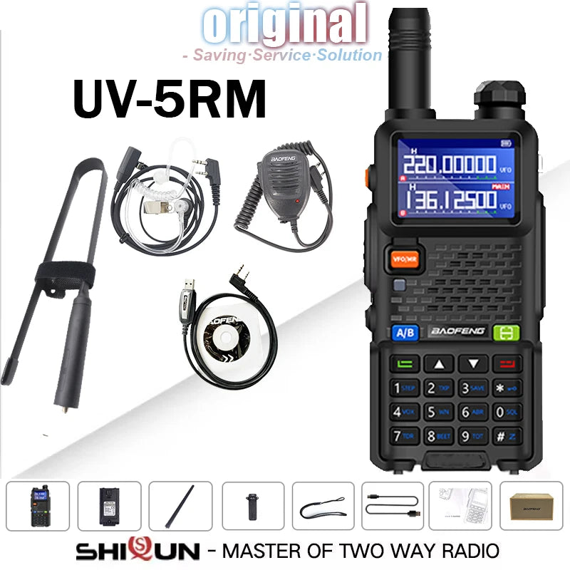UV-5RM Baofeng Walkie Talkie 3800mAh Battery USB-C Charger 14.5W UHF VHF Wirless Copy Frequency 999CH FM Ham Radio Update UV-5RH