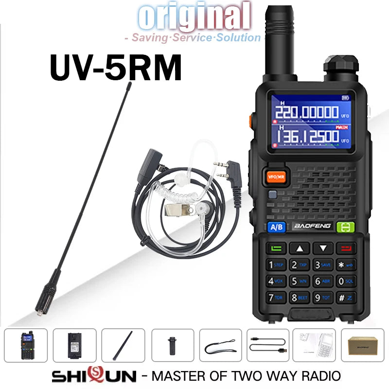 UV-5RM Baofeng Walkie Talkie 3800mAh Battery USB-C Charger 14.5W UHF VHF Wirless Copy Frequency 999CH FM Ham Radio Update UV-5RH