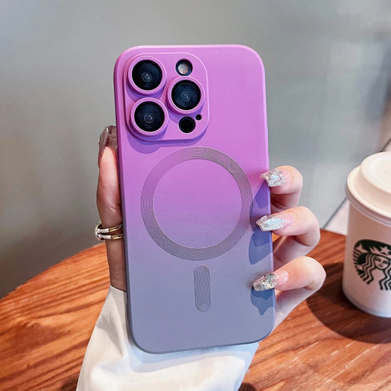 Luxury For Magsafe Gradient Silicone Multicolour Shockproof Case for iPhone 15 16 14 13 12 11 Pro Max E Wireless Charging Cover