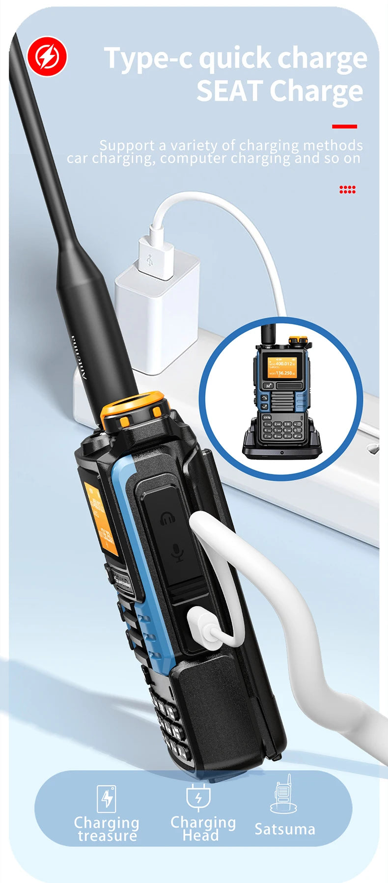 Quansheng UV-K5 Upgrade UV-K5 (99) Interphone 5W Air Band Radio Tyep C Charging UHF VHF DTMF FM Scrambler NOAA Wireless Frequenc