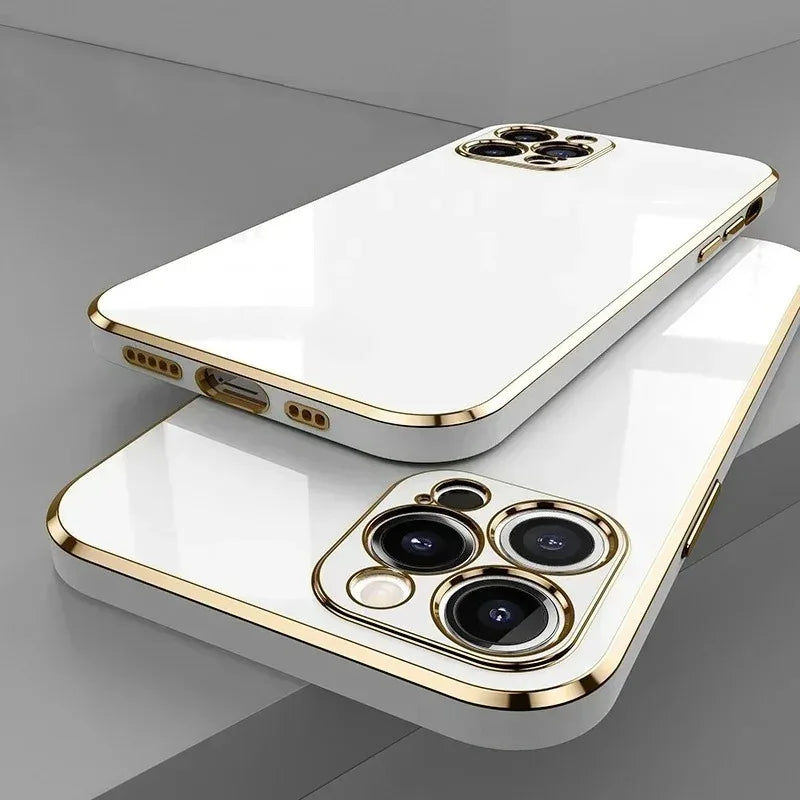 Luxury Solid Color Silicone Soft Case For iPhone 17 Air 16 15 Plus 14 12 13 Pro Max Plus Plating Glossy Shockproof Protect Cover