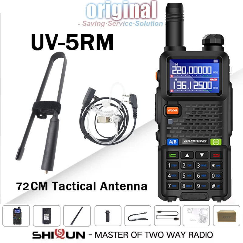 UV-5RM Baofeng Walkie Talkie 3800mAh Battery USB-C Charger 14.5W UHF VHF Wirless Copy Frequency 999CH FM Ham Radio Update UV-5RH