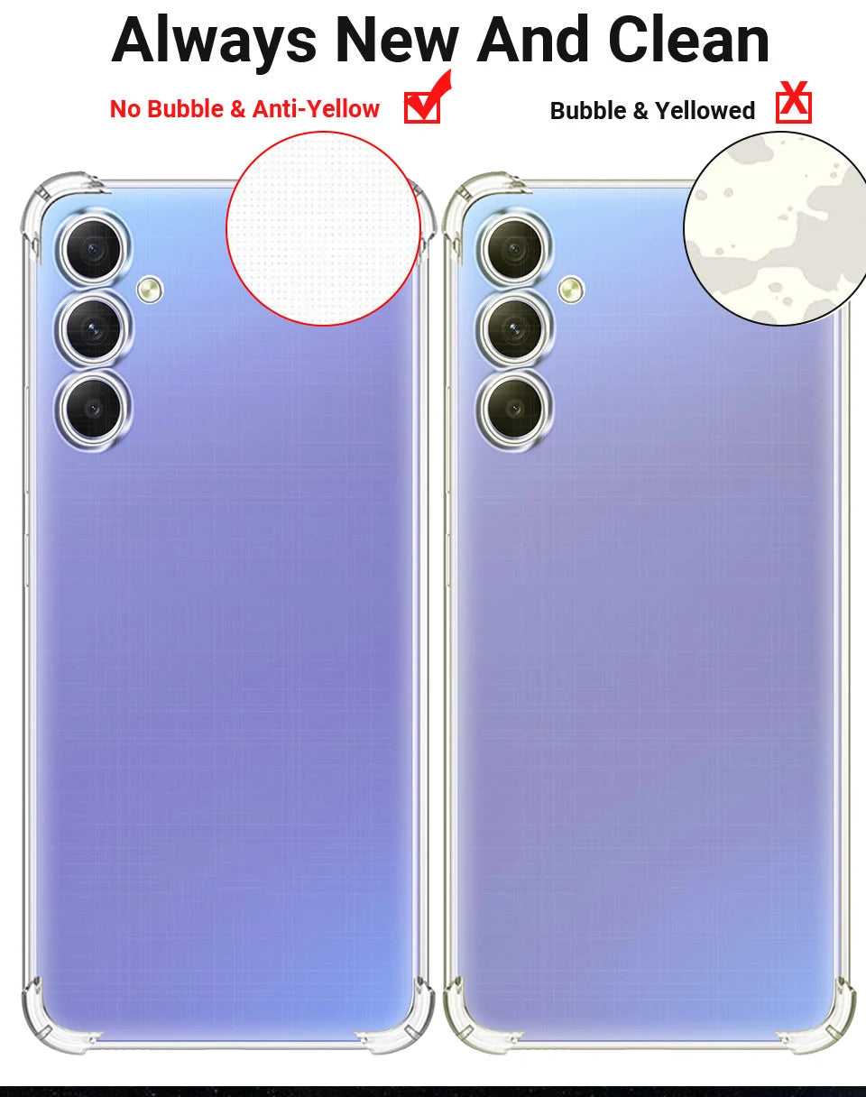 Shockproof Clear Silicone Case For Samsung Galaxy A15 A25 A35 A55 A05 S A04 S A14 A24 A34 A54 A12 A22 A32 A13 A23 A33 A53 A73