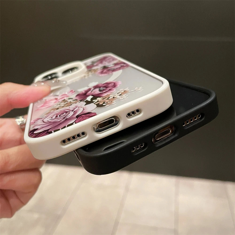 Luxury Retro Flowers Floral Magnetic For Magsafe Wireless Charging Case For iPhone 16 15 11 12 13 14 Pro Max Shockproof Cover