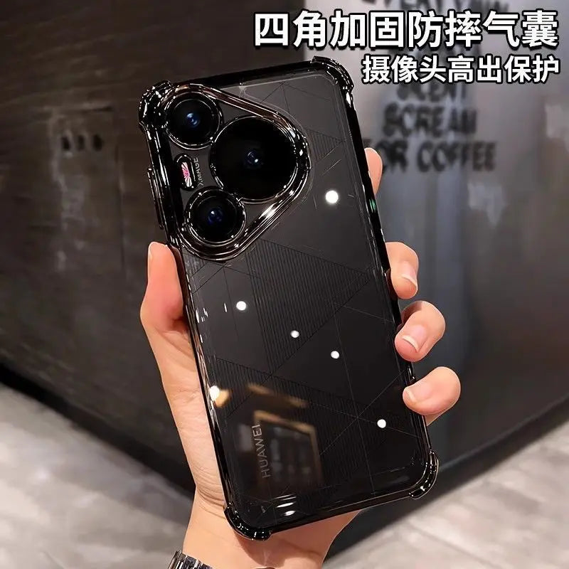 Case For Huawei Pura 80 Ultra 80 Pro plus Luxury Electroplating Transparent Four Corners Shockproof Back Cover For Huawei Pura80
