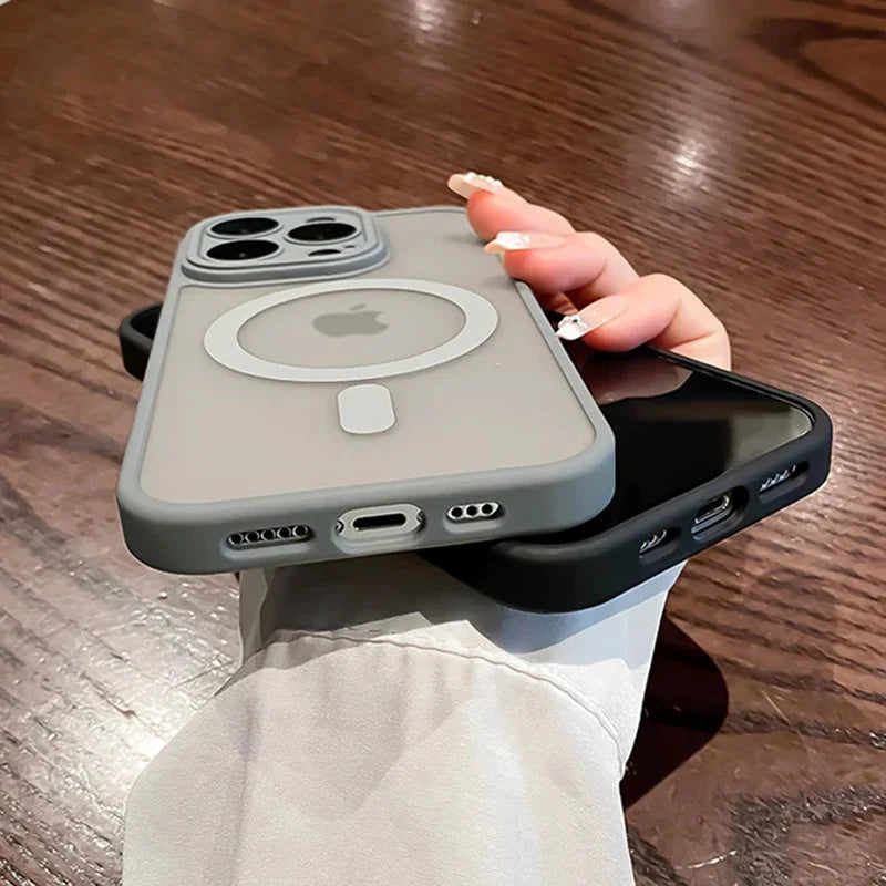 2025 Magnetic Luxury Matte Translucent Armor Shockproof Case For iPhone 16 15 Pro 14 13 12 11 Pro Max For Magsafe Wireless Charg