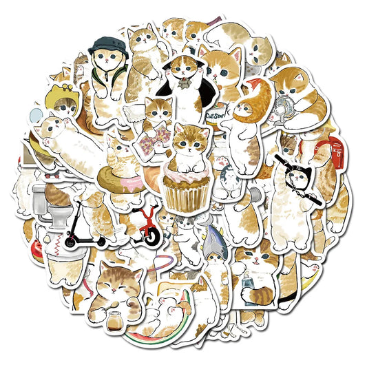 64Pcs Mofusand Stickers Cartoon Cute Yellow Cat Stickers Luggage Pen Guitar Notebook Waterproof Graffiti Stickers