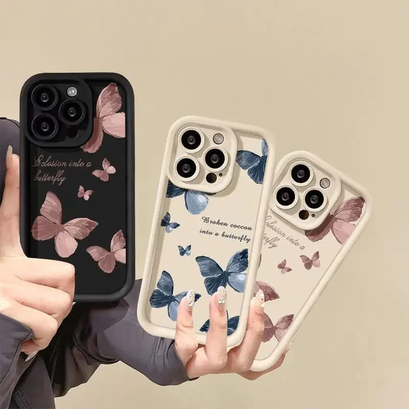 INS Vintage Butterfly Case for OPPO Reno 10 5G 6 8 10 11 12 Pro 11F 12F 5G Reno 7 4G 4 5 6 Lite A38 A78 A98 A57 A77 Matte Cover