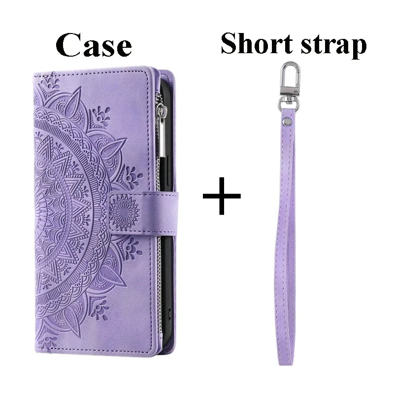 For Poco X8 Pro Max X7 F6 X6 X5 X3 NFC 5G Zipper Wallet Case Crossbody Book Shell Xiaomi Poco M8 M7 Pro M6 F5 C75 X 8 Flip Cover