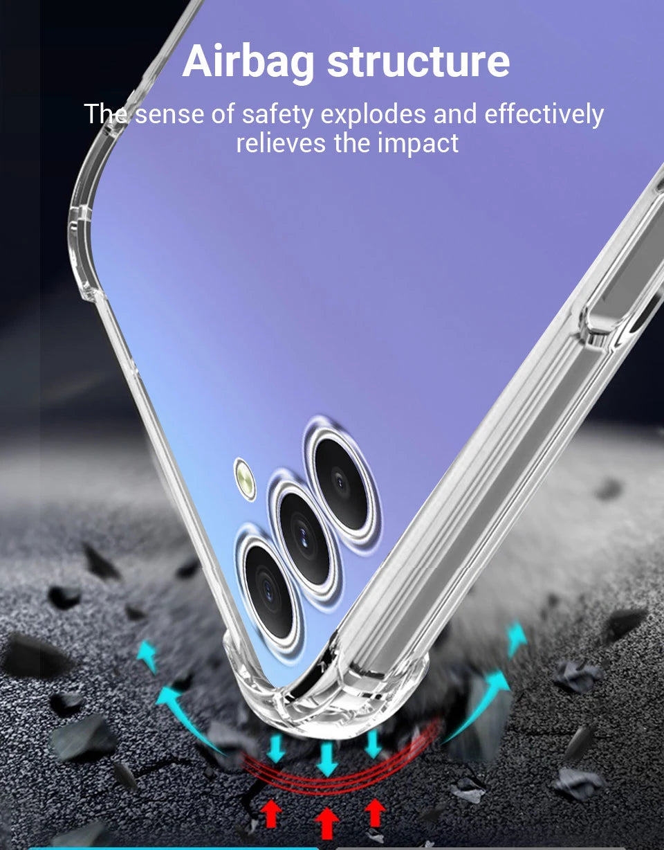 Shockproof Clear Silicone Case For Samsung Galaxy A15 A25 A35 A55 A05 S A04 S A14 A24 A34 A54 A12 A22 A32 A13 A23 A33 A53 A73