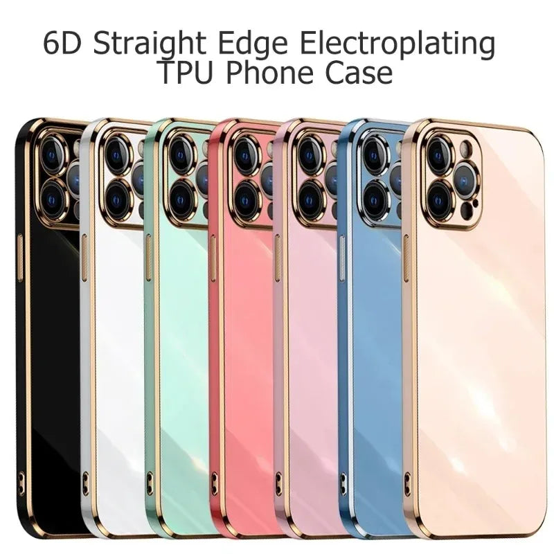 Luxury Solid Color Silicone Soft Case For iPhone 17 Air 16 15 Plus 14 12 13 Pro Max Plus Plating Glossy Shockproof Protect Cover