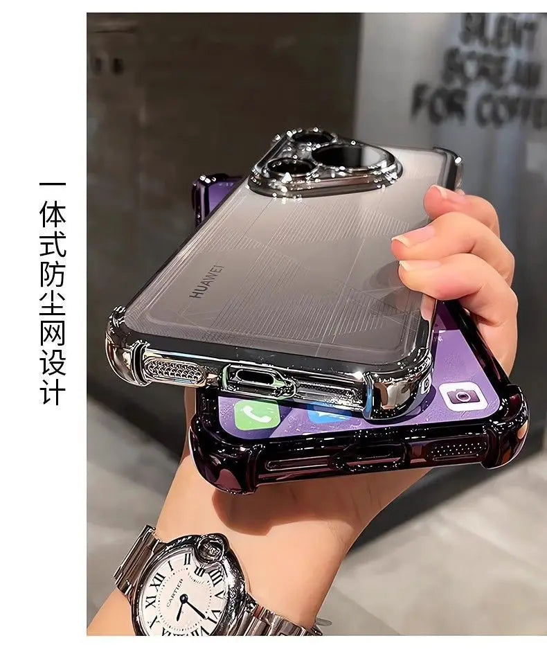 Case For Huawei Pura 80 Ultra 80 Pro plus Luxury Electroplating Transparent Four Corners Shockproof Back Cover For Huawei Pura80