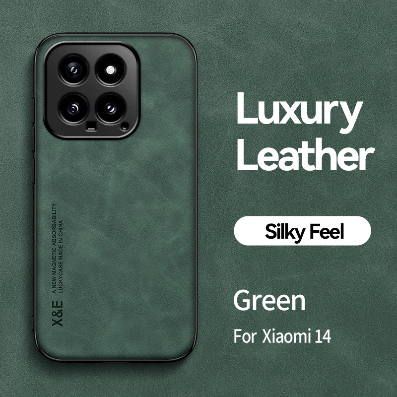 For Xiaomi 14 Luxury Leather Magnetic Case Shockproof Bumper Soft Back Cover For Xiaomi 14 Pro