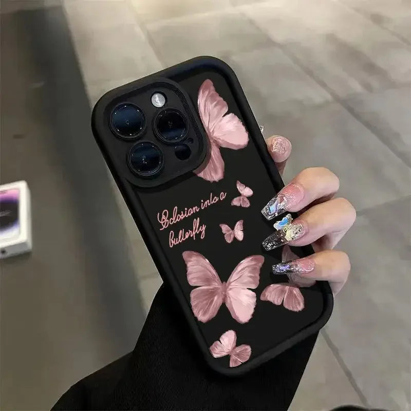 INS Vintage Butterfly Case for OPPO Reno 10 5G 6 8 10 11 12 Pro 11F 12F 5G Reno 7 4G 4 5 6 Lite A38 A78 A98 A57 A77 Matte Cover