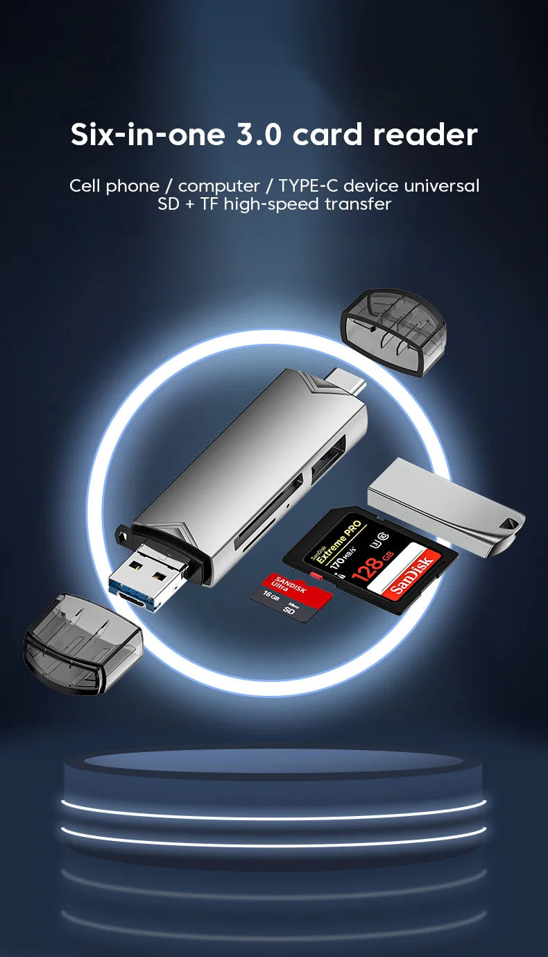 Olaf 7 in 1 Micro TF SD Card Reader USB Flash Drive Memory SD Card Reader OTG type c 3.1 to usb Adapter USB Type C Card Reader