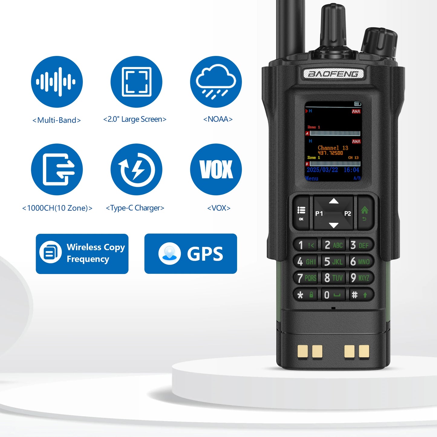 BAOFENG DM-32 with Belt Holster DMR Radio Digital Walkie Talkie GPS APRS 999 Channel Dual Mode Analog Dual Time Slot For Hiking