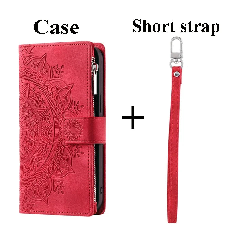 For Poco X8 Pro Max X7 F6 X6 X5 X3 NFC 5G Zipper Wallet Case Crossbody Book Shell Xiaomi Poco M8 M7 Pro M6 F5 C75 X 8 Flip Cover
