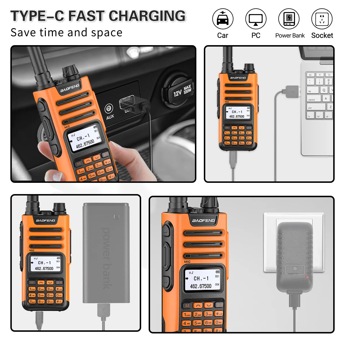 BaoFeng M-13 PRO V1 V2 High Power Multi Band Walkie Talkie Type C Charger Long Range Upgraded UV-13 PRO V1 V2 Ham Two Way Radio