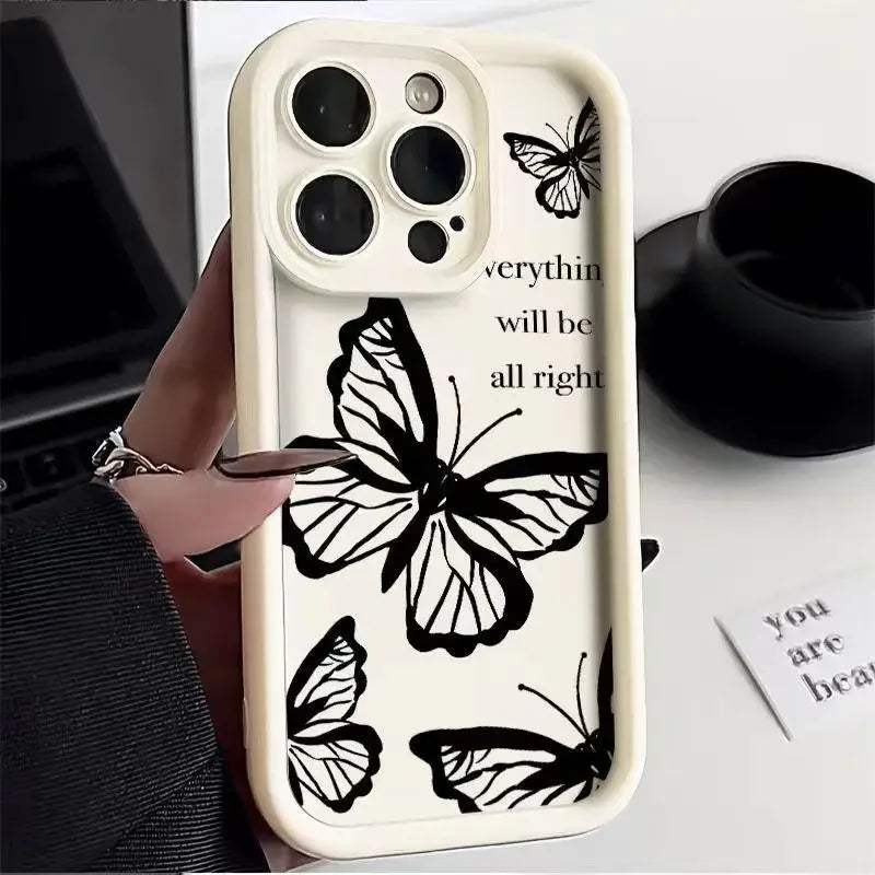 INS Vintage Butterfly Case for OPPO Reno 10 5G 6 8 10 11 12 Pro 11F 12F 5G Reno 7 4G 4 5 6 Lite A38 A78 A98 A57 A77 Matte Cover
