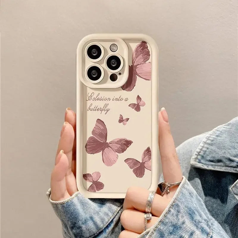 INS Vintage Butterfly Case for OPPO Reno 10 5G 6 8 10 11 12 Pro 11F 12F 5G Reno 7 4G 4 5 6 Lite A38 A78 A98 A57 A77 Matte Cover