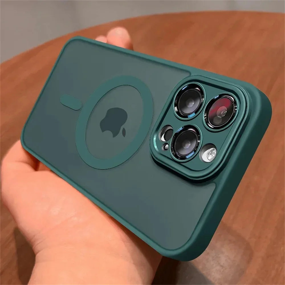 2025 Magnetic Luxury Matte Translucent Armor Shockproof Case For iPhone 16 15 Pro 14 13 12 11 Pro Max For Magsafe Wireless Charg