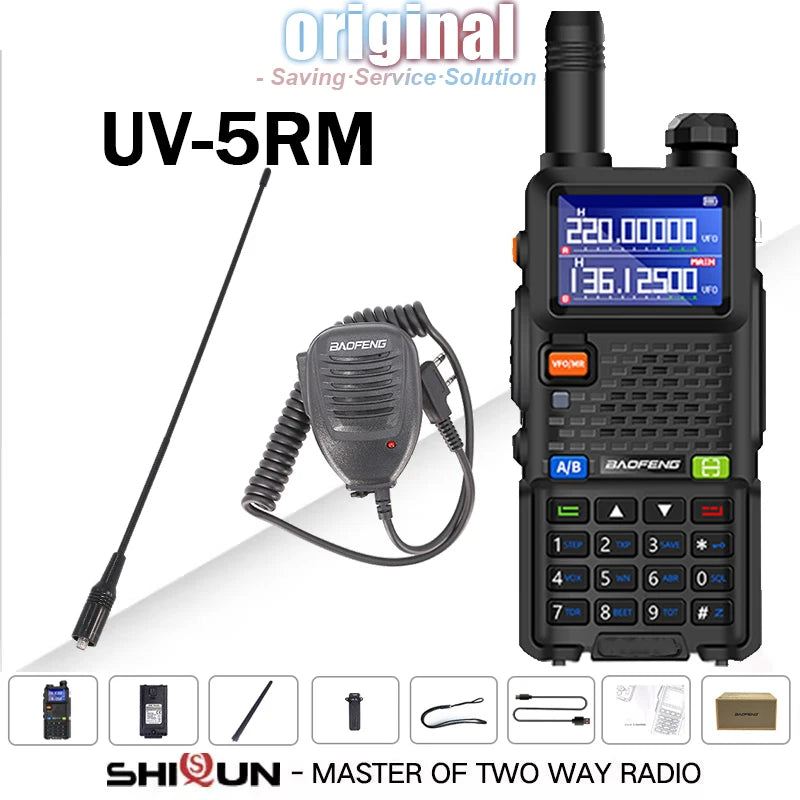 UV-5RM Baofeng Walkie Talkie 3800mAh Battery USB-C Charger 14.5W UHF VHF Wirless Copy Frequency 999CH FM Ham Radio Update UV-5RH