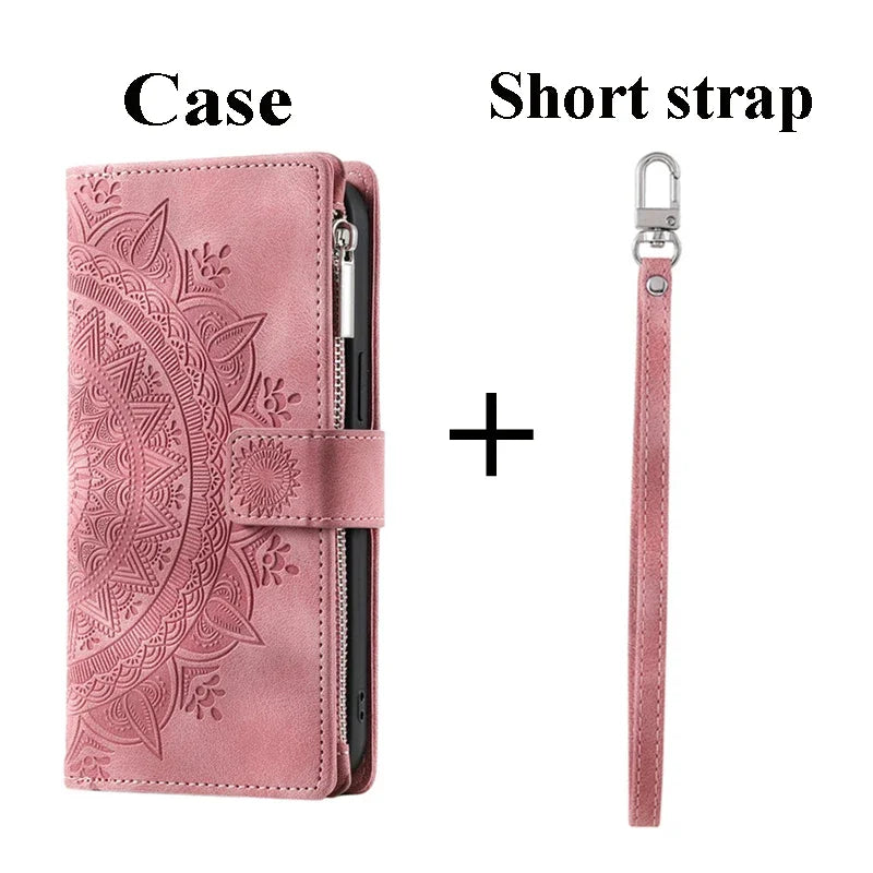 For Poco X8 Pro Max X7 F6 X6 X5 X3 NFC 5G Zipper Wallet Case Crossbody Book Shell Xiaomi Poco M8 M7 Pro M6 F5 C75 X 8 Flip Cover