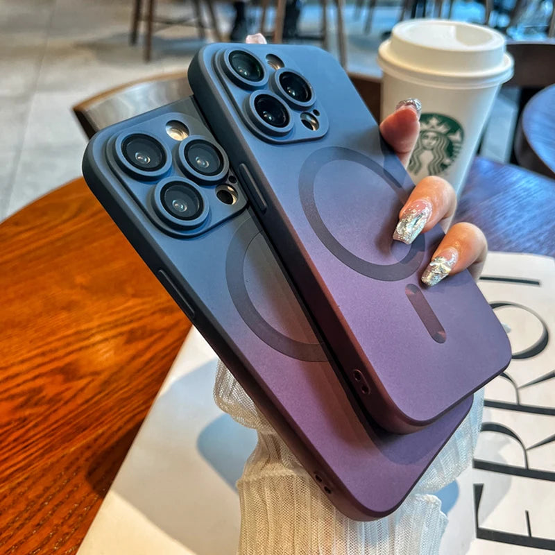 Luxury For Magsafe Gradient Silicone Multicolour Shockproof Case for iPhone 15 16 14 13 12 11 Pro Max E Wireless Charging Cover