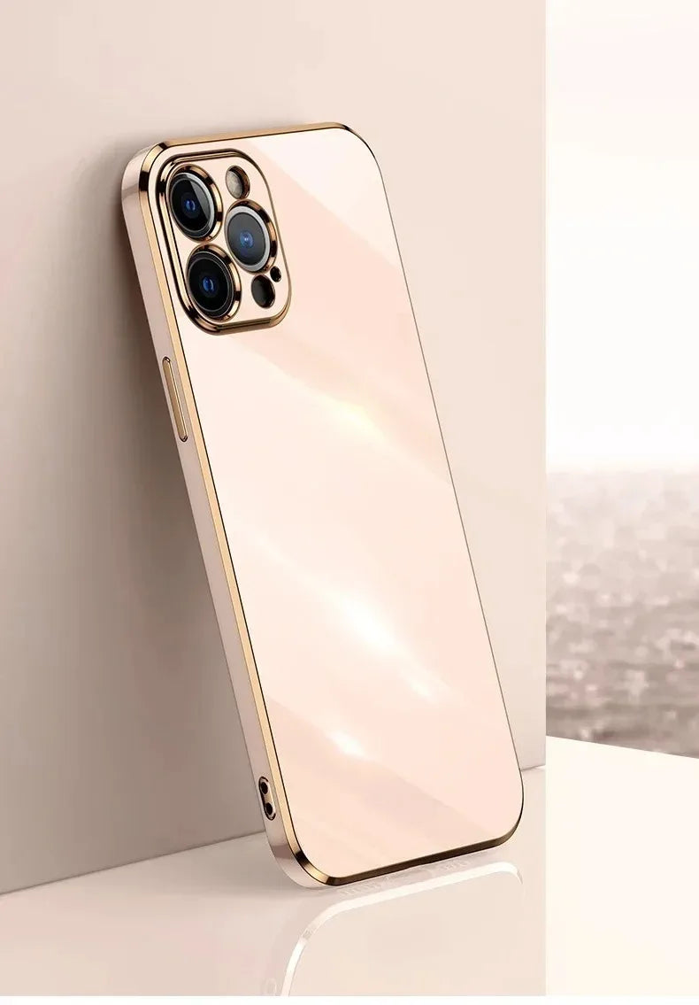 Luxury Solid Color Silicone Soft Case For iPhone 17 Air 16 15 Plus 14 12 13 Pro Max Plus Plating Glossy Shockproof Protect Cover