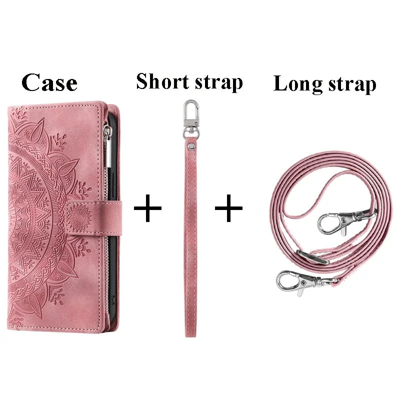 For Poco X8 Pro Max X7 F6 X6 X5 X3 NFC 5G Zipper Wallet Case Crossbody Book Shell Xiaomi Poco M8 M7 Pro M6 F5 C75 X 8 Flip Cover