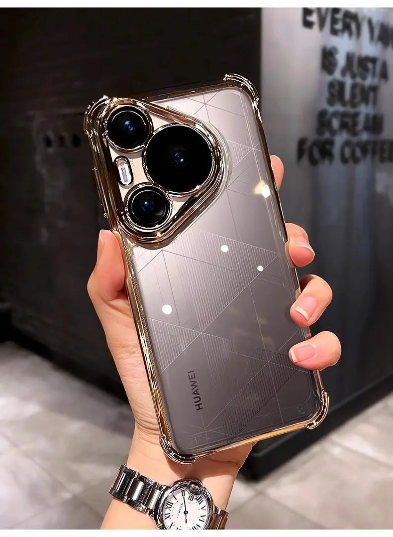 Case For Huawei Pura 80 Ultra 80 Pro plus Luxury Electroplating Transparent Four Corners Shockproof Back Cover For Huawei Pura80