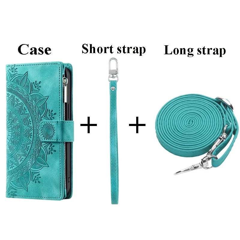 For Poco X8 Pro Max X7 F6 X6 X5 X3 NFC 5G Zipper Wallet Case Crossbody Book Shell Xiaomi Poco M8 M7 Pro M6 F5 C75 X 8 Flip Cover
