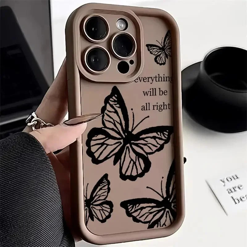 INS Vintage Butterfly Case for OPPO Reno 10 5G 6 8 10 11 12 Pro 11F 12F 5G Reno 7 4G 4 5 6 Lite A38 A78 A98 A57 A77 Matte Cover
