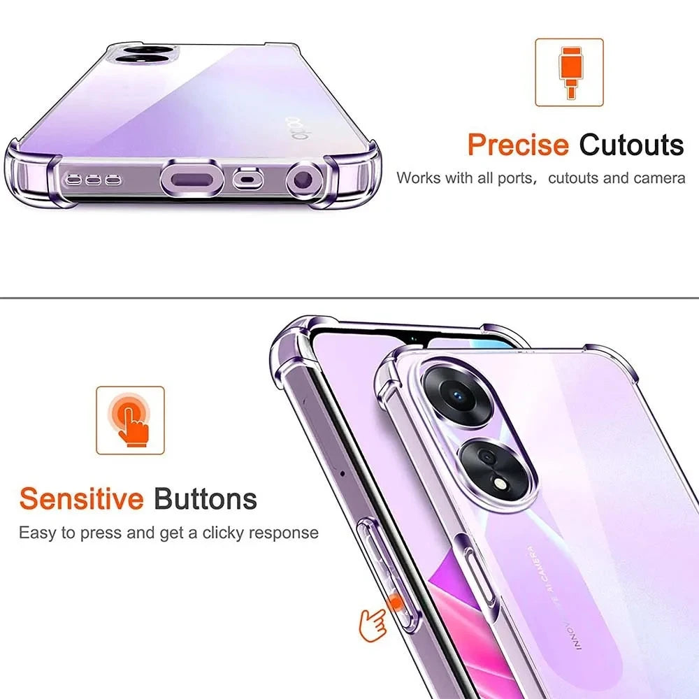 Shockproof Airbag TPU Case for OPPO A60 A79 5G A98 A78 A58 A38 A18 A77 A57 A57S A17 A96 A16 Protective Cover Capa Fundas Coque