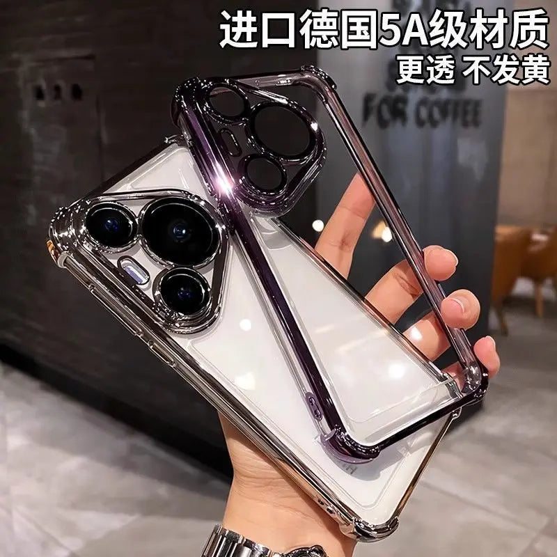 Case For Huawei Pura 80 Ultra 80 Pro plus Luxury Electroplating Transparent Four Corners Shockproof Back Cover For Huawei Pura80