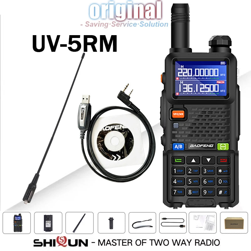UV-5RM Baofeng Walkie Talkie 3800mAh Battery USB-C Charger 14.5W UHF VHF Wirless Copy Frequency 999CH FM Ham Radio Update UV-5RH