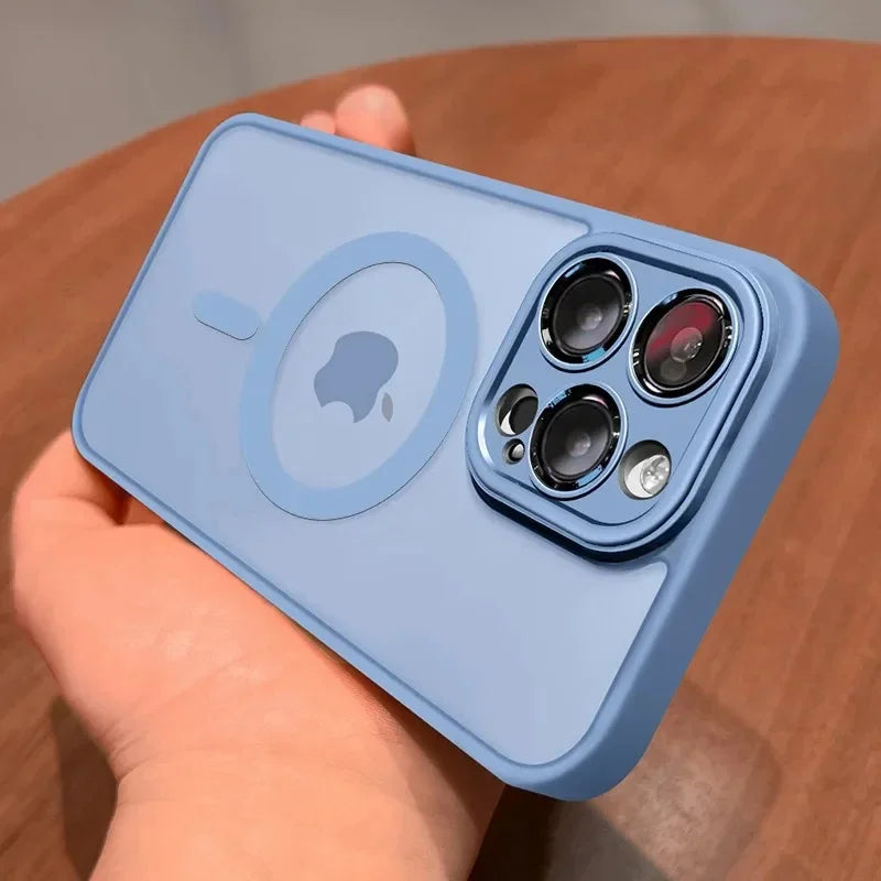 2025 Magnetic Luxury Matte Translucent Armor Shockproof Case For iPhone 16 15 Pro 14 13 12 11 Pro Max For Magsafe Wireless Charg