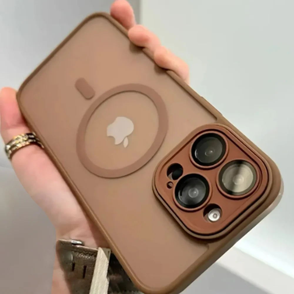 2025 Magnetic Luxury Matte Translucent Armor Shockproof Case For iPhone 16 15 Pro 14 13 12 11 Pro Max For Magsafe Wireless Charg