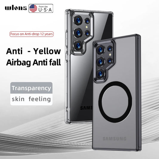Airbags Shockproof Magnetic Wireless Charging Case Shell For Samsmung Galaxy S25 S24 S23 Ultra FE S24 Plus S24+ S23+ Armor Cover